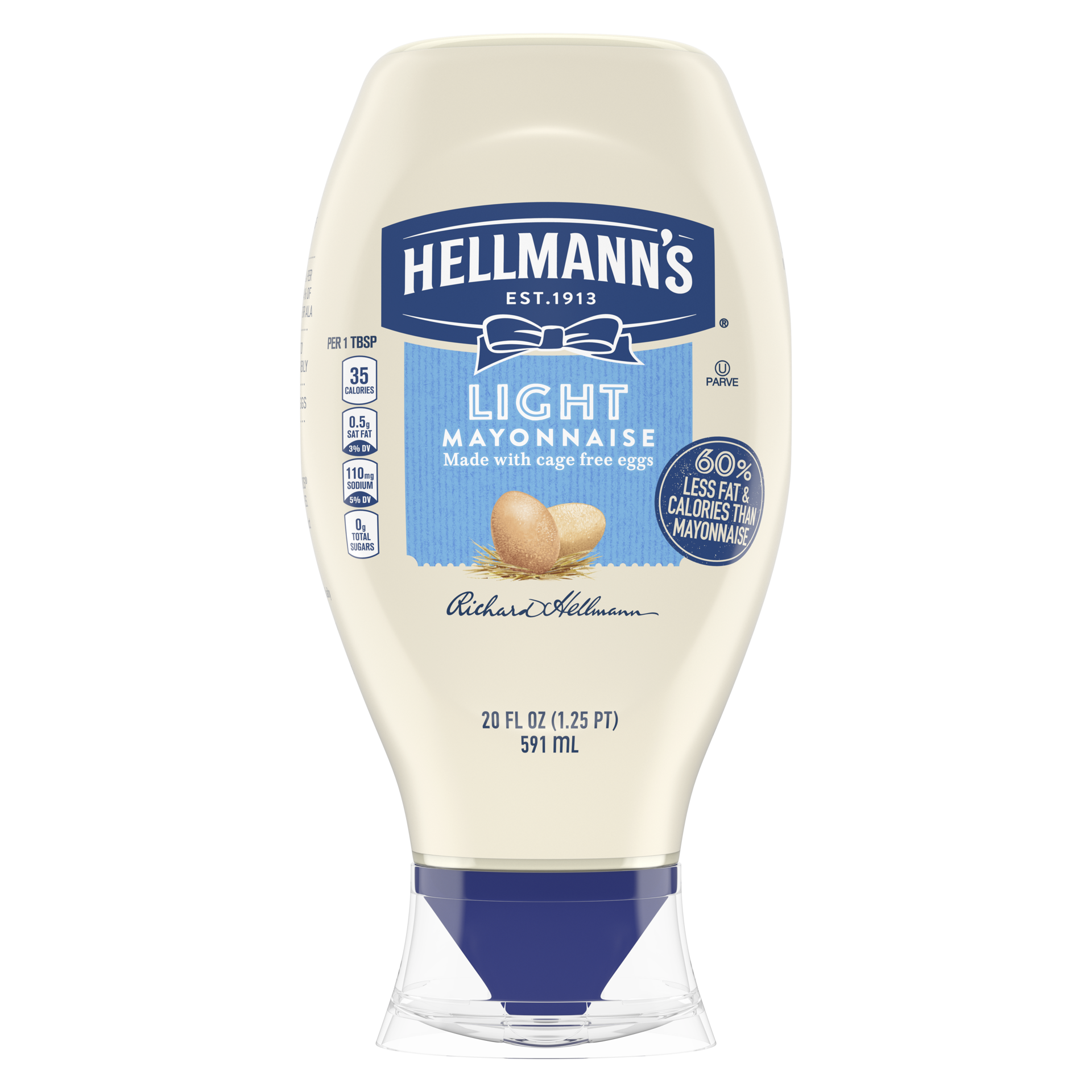 slide 4 of 7, Hellmann's Light Mayonnaise Light Mayo Squeeze Bottle 20 oz, 20 fl oz
