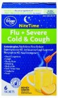 slide 1 of 1, Kroger Nitetime Honey Lemon Flavor Flu Severe Cold Cough Packets, 6 ct