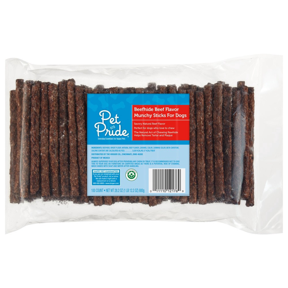 slide 2 of 3, Pet Pride Beefhide Beef Munching Sticks For Dogs, 100 ct