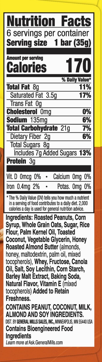 slide 4 of 9, Nature Valley Sweet & Salty Nut Chewy Toasted Coconut Granola Bars 1.2 oz Wrapper 6 ea Box, 6 ct