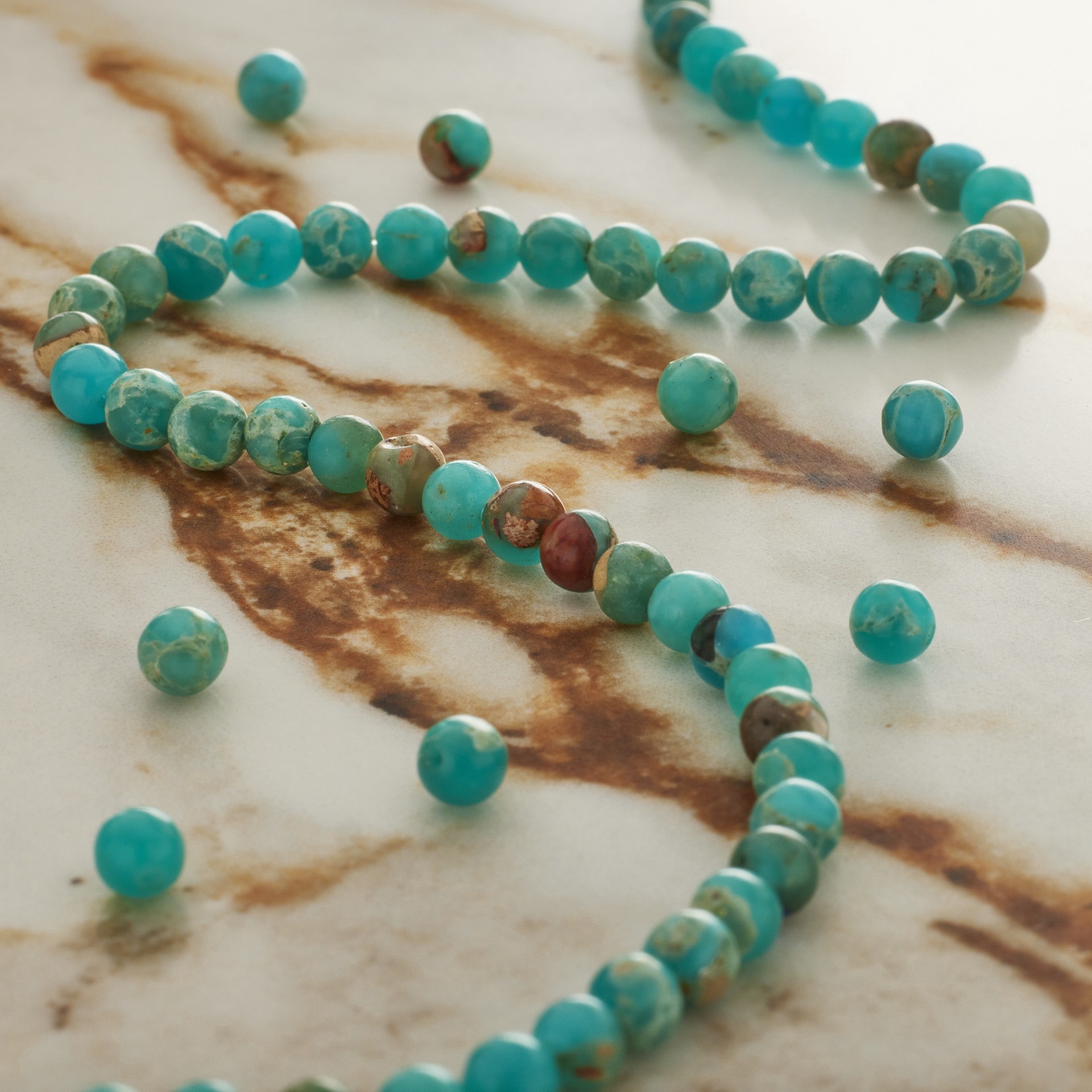 slide 3 of 3, Aqua Serpentinite Jasper Round Beads By Bead Landing, 4 mm