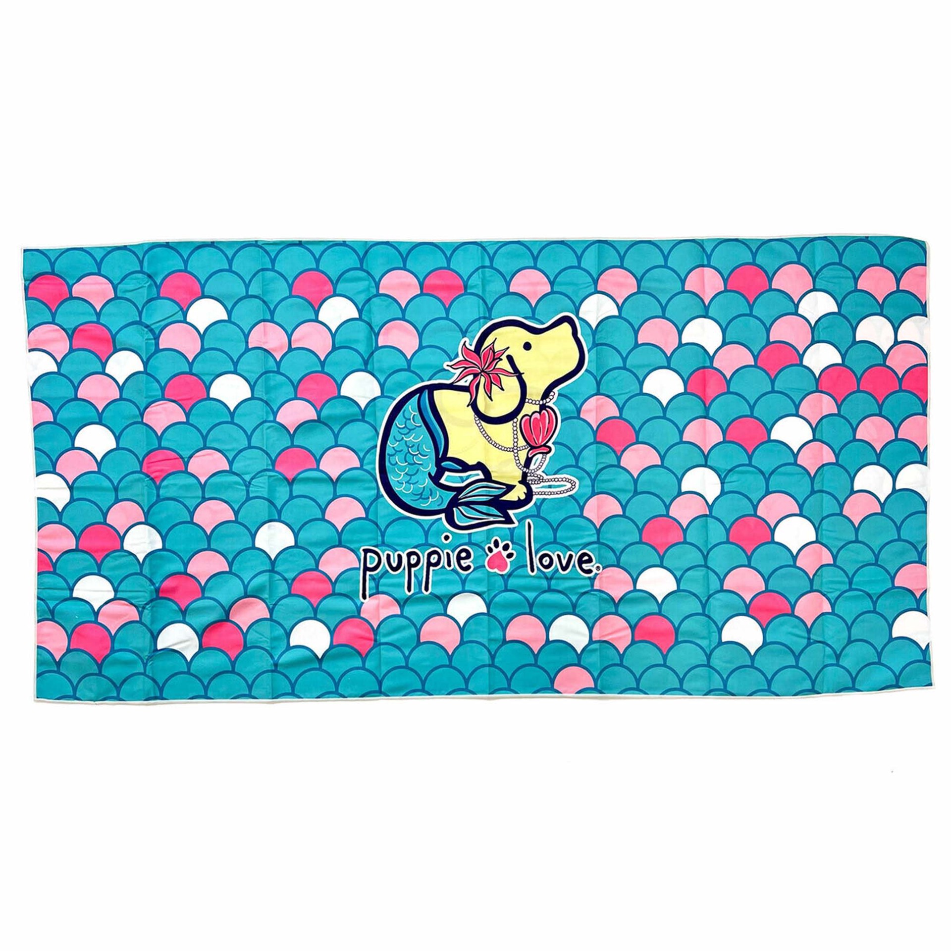 slide 1 of 1, Puppie Love Mermaid Pup Quick Drying Microfiber Beach Towel, 30" x 60", 30 in