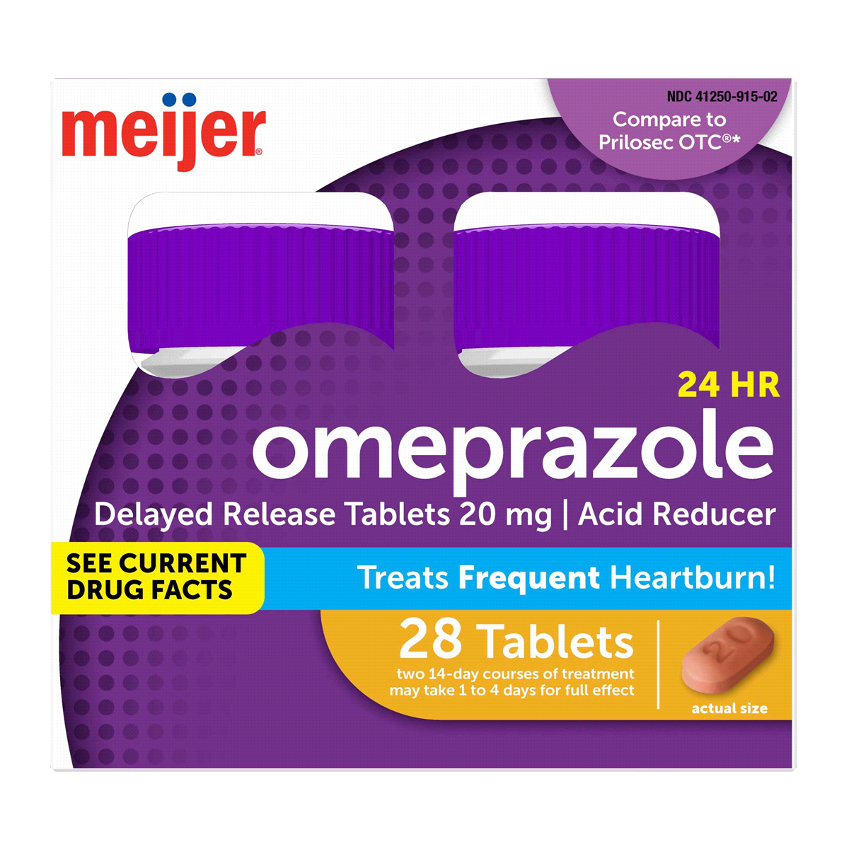 slide 1 of 6, Meijer Omeprazole Delayed Release Tablets, 20mg, 28 ct