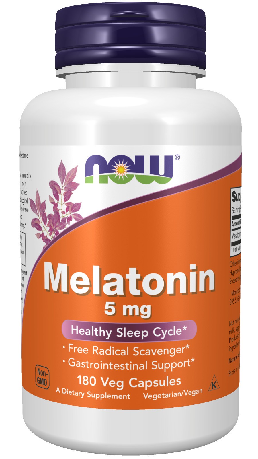 slide 1 of 9, NOW Melatonin 5 mg - 180 Veg Capsules, 180 ct