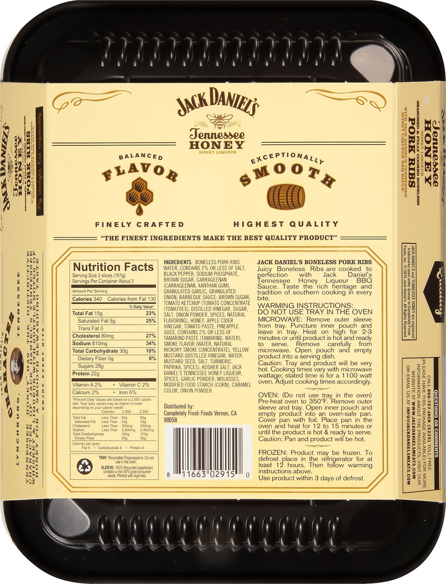 slide 4 of 10, Jack Daniel's Tennessee Honey Pork Ribs 16 oz. Tray, 16 oz