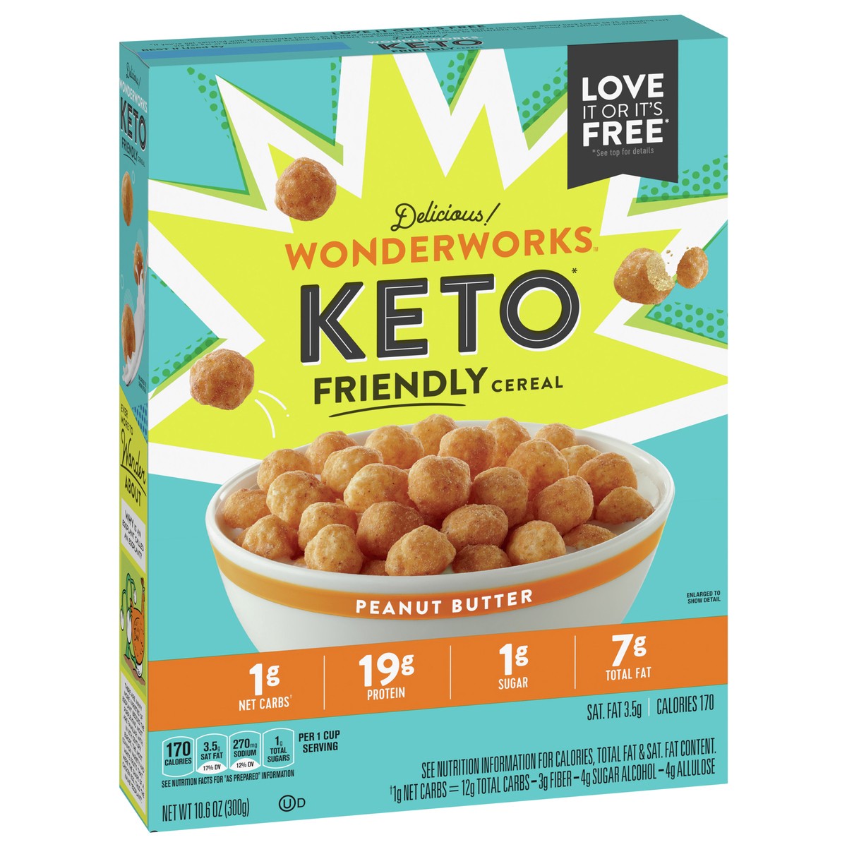 slide 7 of 9, Wonderworks Peanut Butter Wonderworks Keto Friendly Breakfast Cereal, Keto Friendly Snack, 1g sugar, 10.6 oz, 10.6 oz