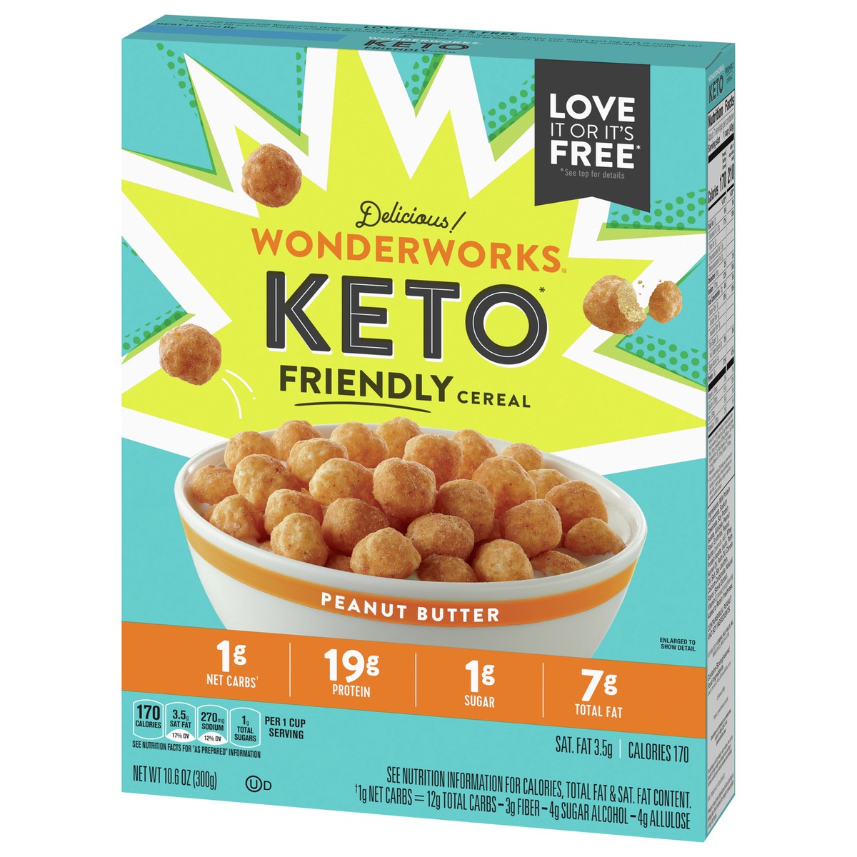 slide 9 of 9, Wonderworks Peanut Butter Wonderworks Keto Friendly Breakfast Cereal, Keto Friendly Snack, 1g sugar, 10.6 oz, 10.6 oz