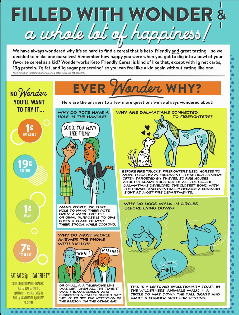 slide 2 of 9, Wonderworks Peanut Butter Wonderworks Keto Friendly Breakfast Cereal, Keto Friendly Snack, 1g sugar, 10.6 oz, 10.6 oz