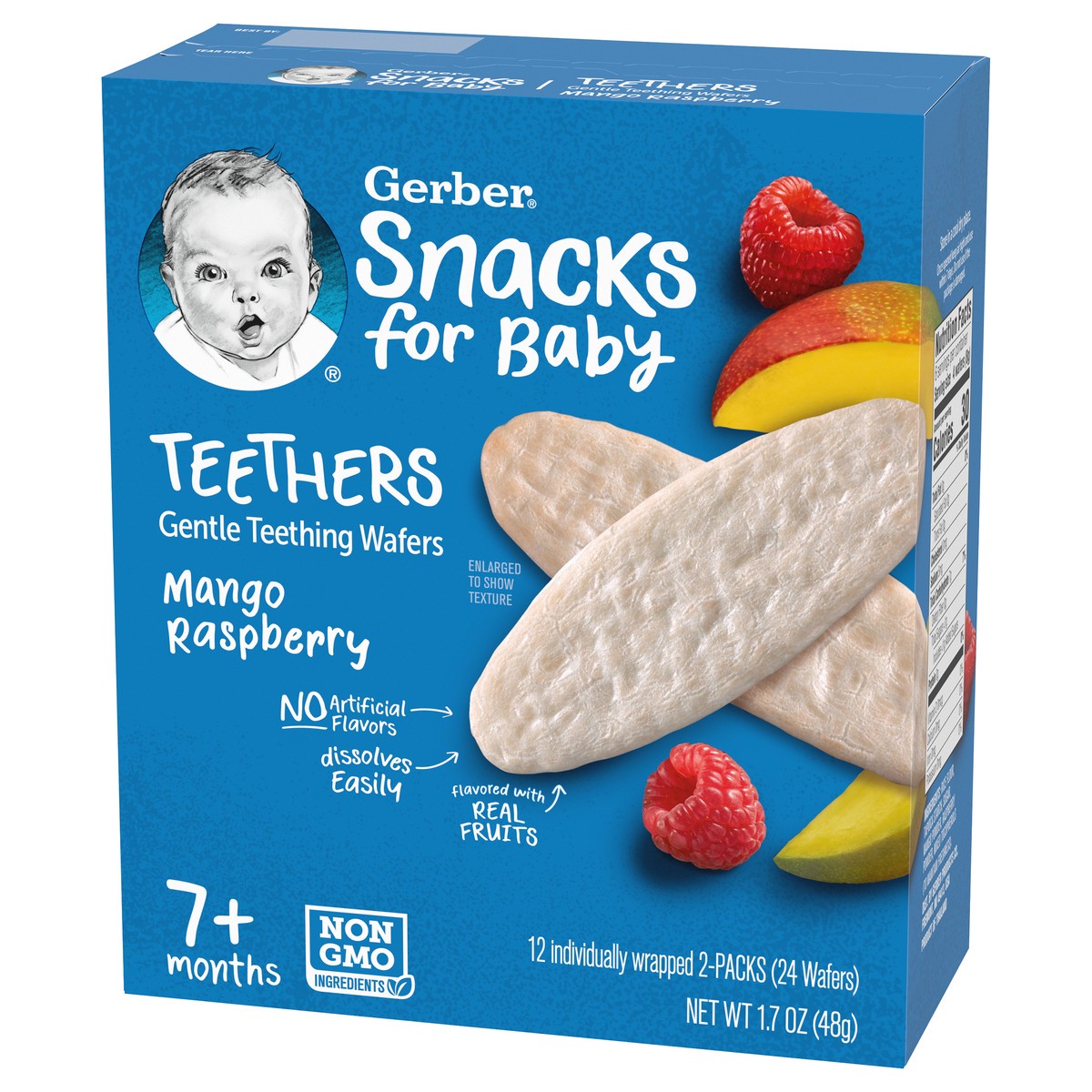 slide 7 of 12, Gerber Teethers, Mango Raspberry Gentle Teething Wafers, Baby Teething Snacks, 12 ct