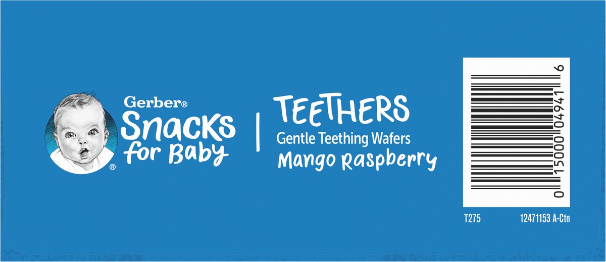 slide 2 of 12, Gerber Teethers, Mango Raspberry Gentle Teething Wafers, Baby Teething Snacks, 12 ct