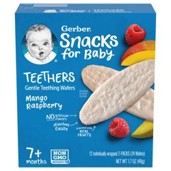 Gerber Teethers, Mango Raspberry Gentle Teething Wafers, Baby Teething Snacks