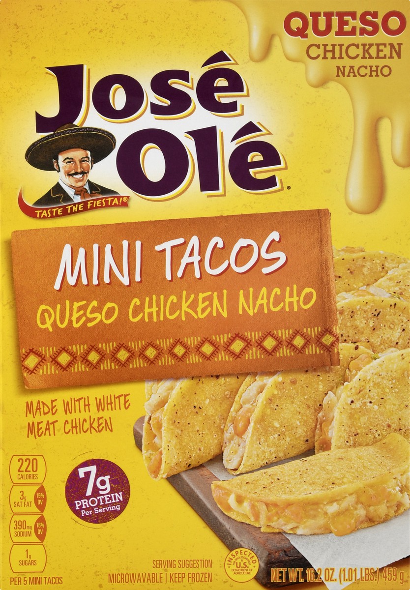 slide 2 of 13, José Olé Mini Queso Chicken Nacho Tacos 16.2 oz, 16.2 oz