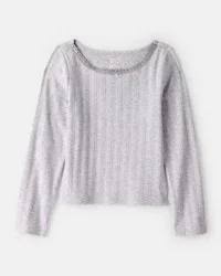 Carter's Carters Girls Pointelle Long-Sleeve Top - Grey Grey 7