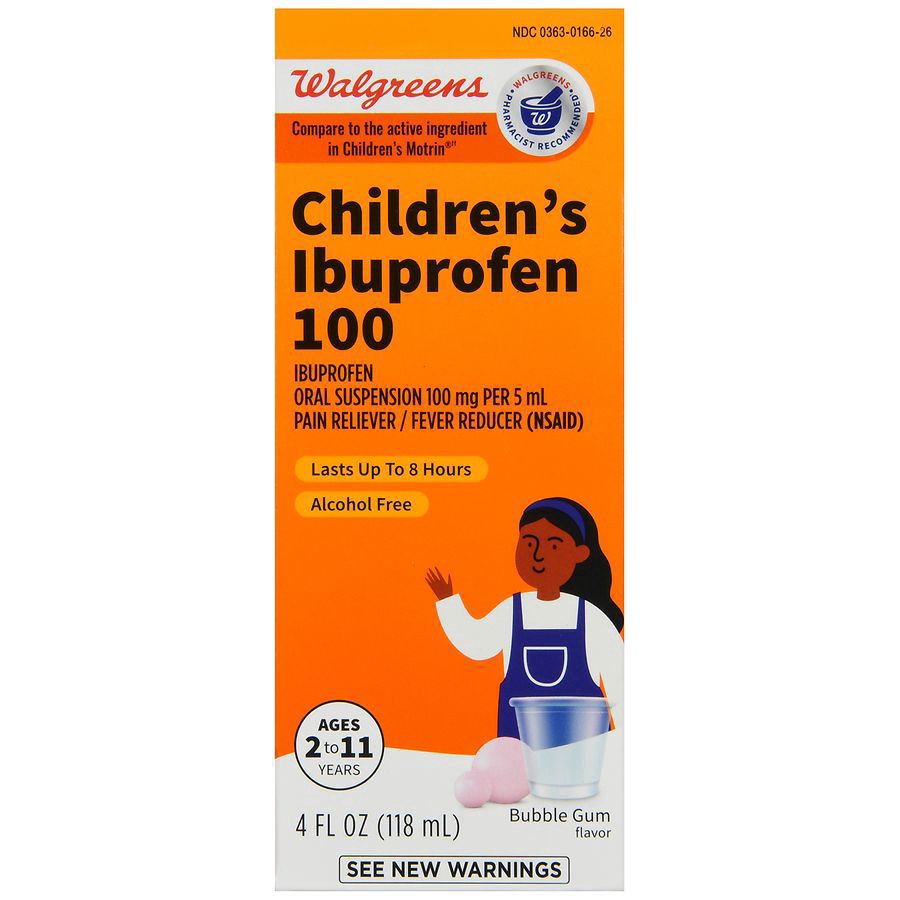 slide 2 of 5, Walgreens Children's Ibuprofen 100 Oral Suspension Bubblegum, 4 oz