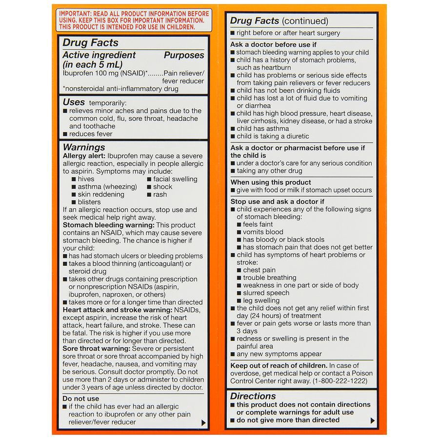 slide 5 of 5, Walgreens Children's Ibuprofen 100 Oral Suspension Bubblegum, 4 oz