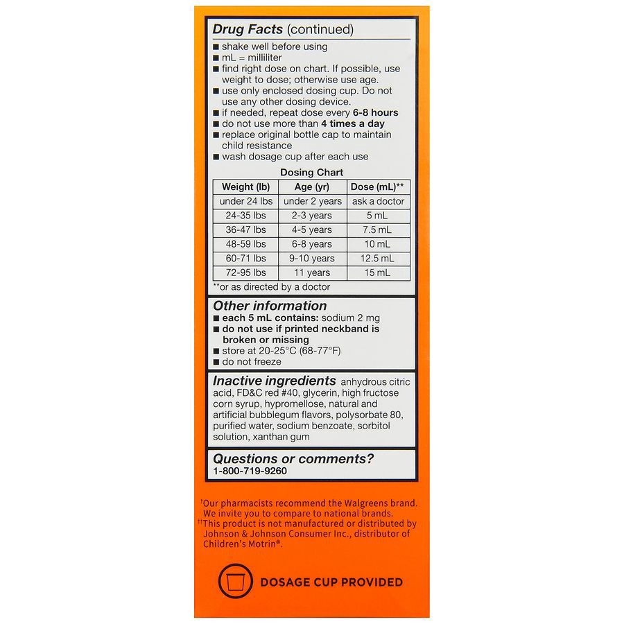 slide 3 of 5, Walgreens Children's Ibuprofen 100 Oral Suspension Bubblegum, 4 oz