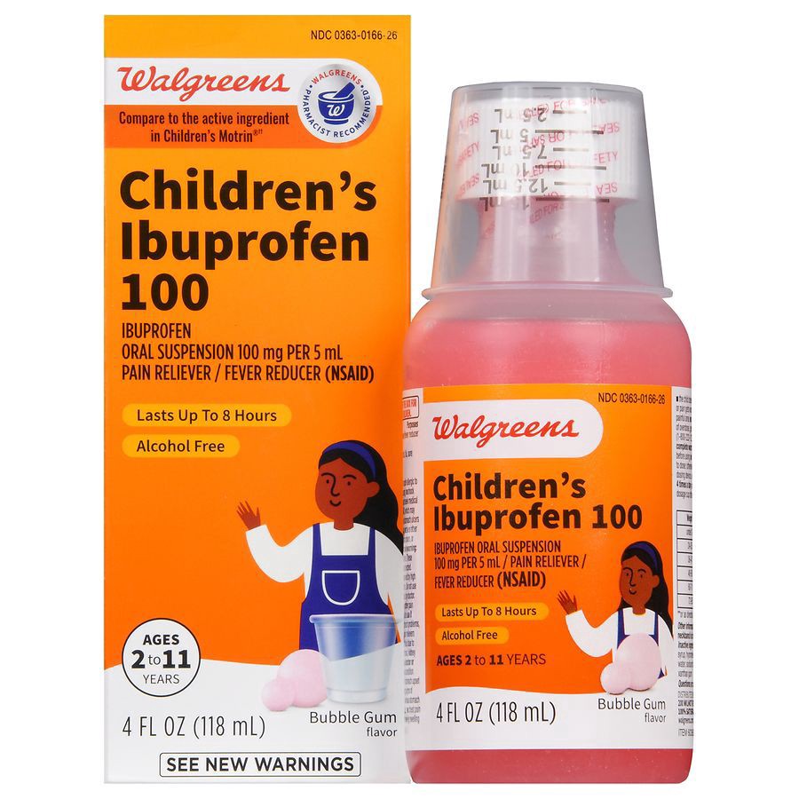 slide 1 of 5, Walgreens Children's Ibuprofen 100 Oral Suspension Bubblegum, 4 oz
