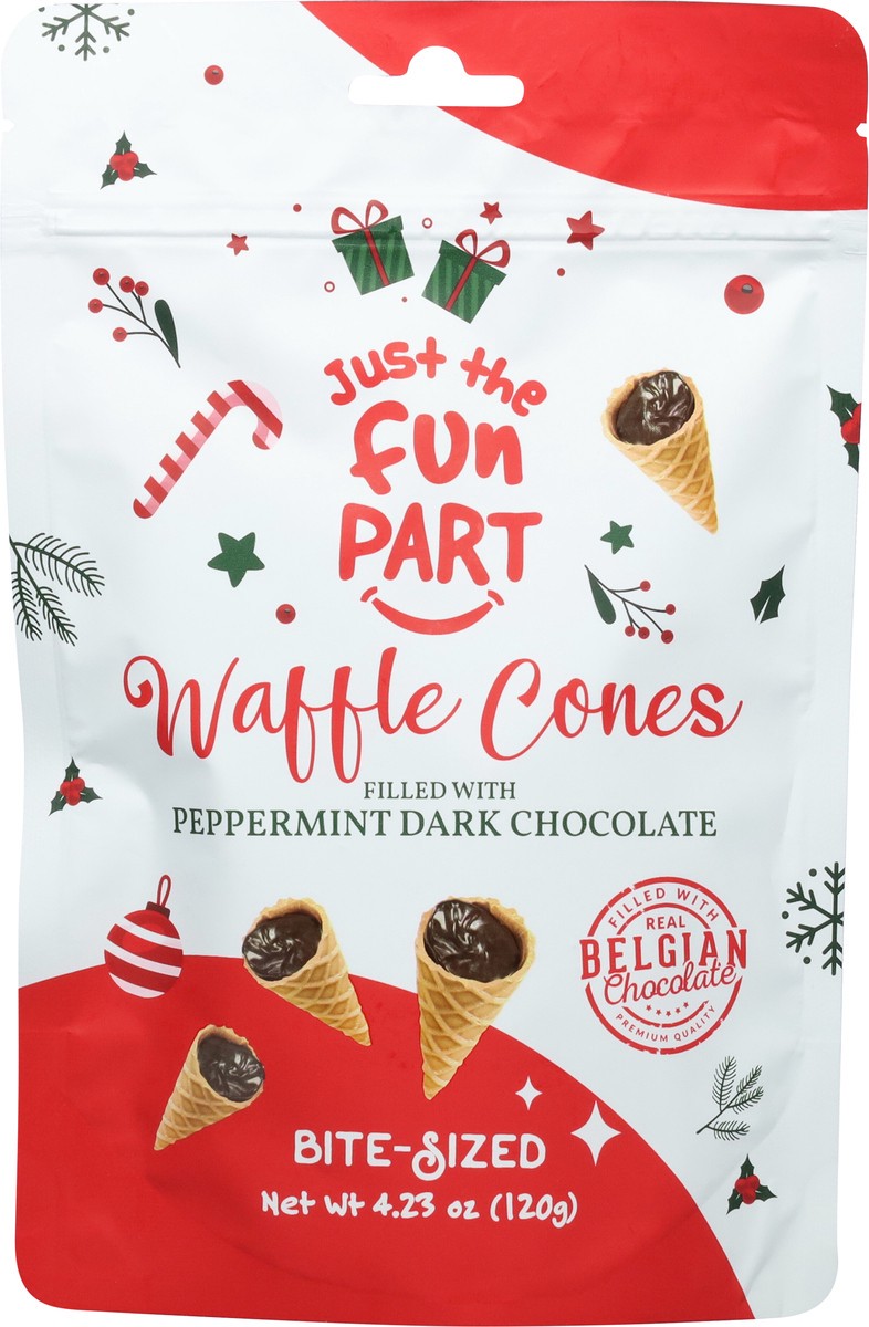 slide 7 of 13, Just the Fun Part Bite Sized Peppermint Dark Chocolate Waffle Cones Bite-Sized 4.23 oz, 4.23 oz