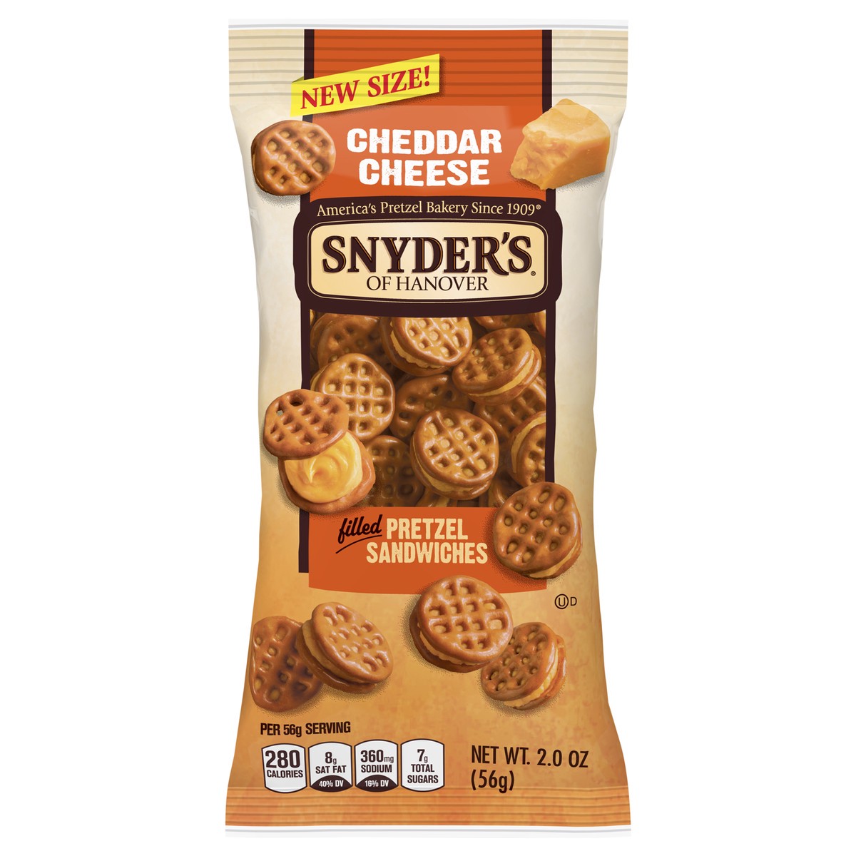 slide 1 of 5, Snyder's of Hanover Filled Cheddar Cheese Pretzel Sandwiches 2.0 oz, 2 oz