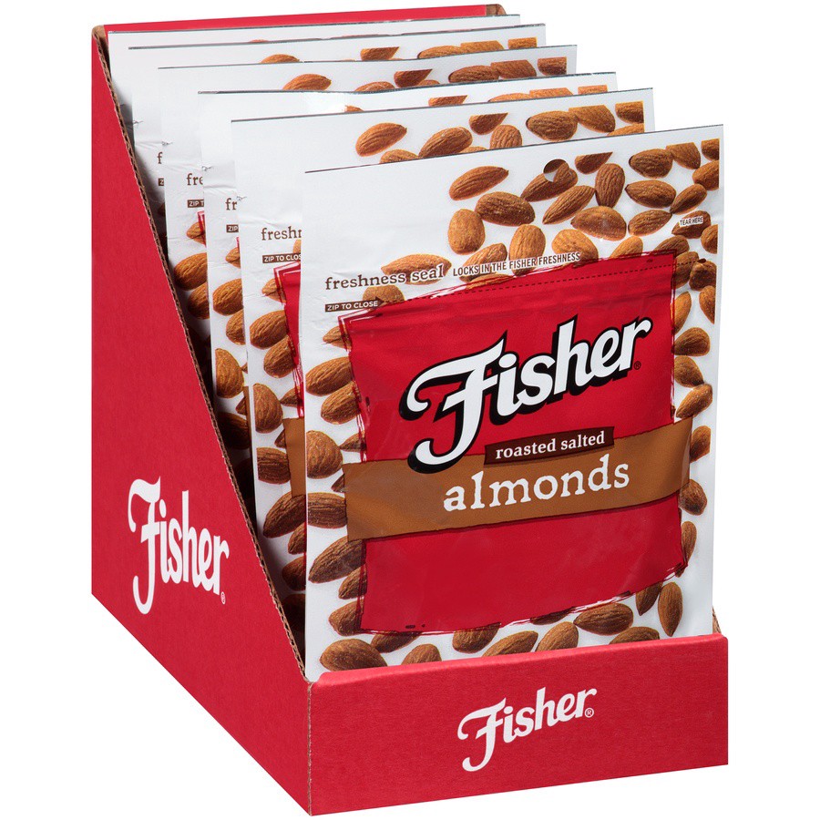 slide 2 of 8, Fisher Roasted Salted Almonds, 4.5 oz