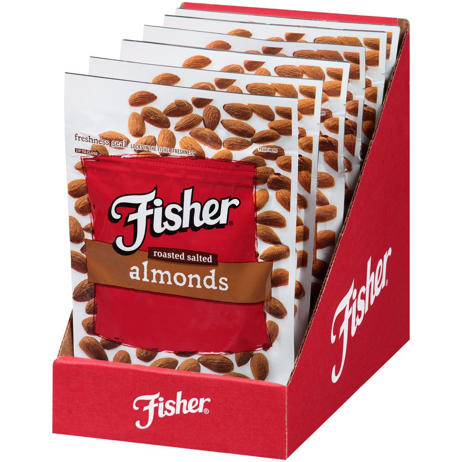 slide 3 of 8, Fisher Roasted Salted Almonds, 4.5 oz