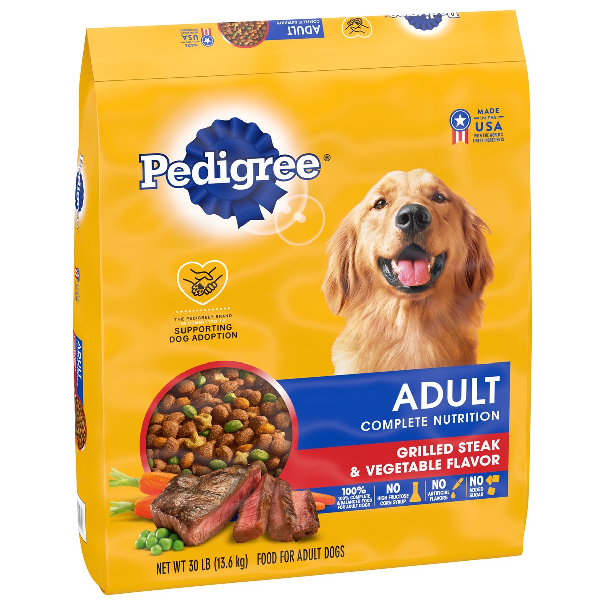 slide 7 of 9, PEDIGREE Complete Nutrition Adult Dry Dog Food Grilled Steak & Vegetable Flavor Dog Kibble, 30 lb. Bag, 30 Lb