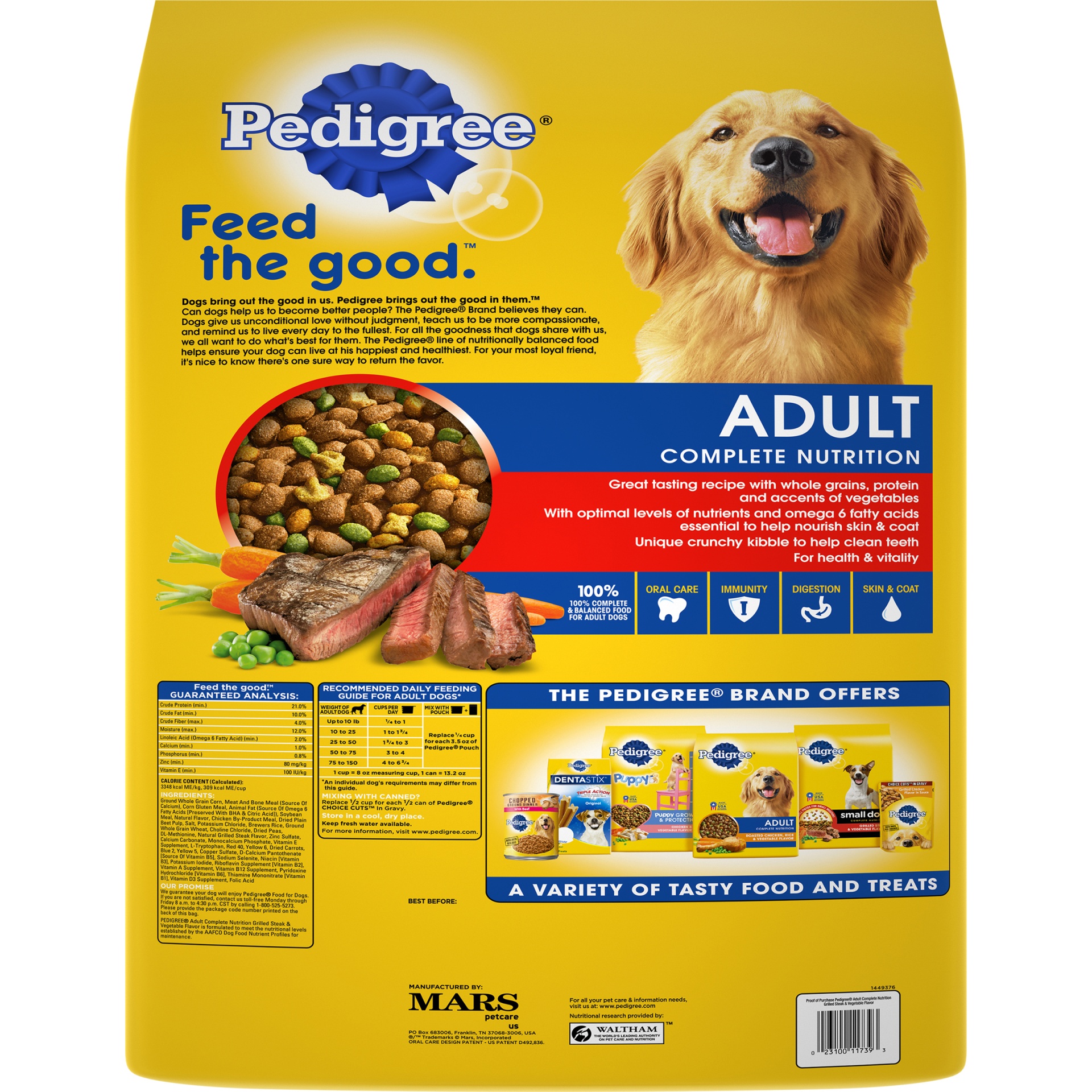 Pedigree Adult Complete Nutrition Grilled Steak Vegetable Flavor Dry