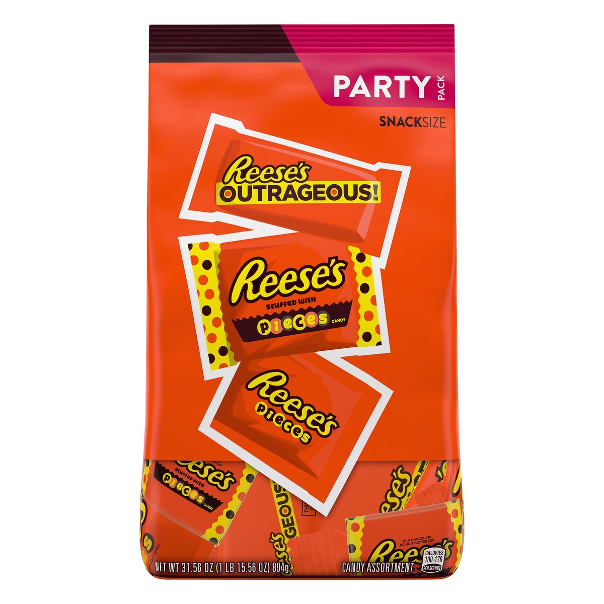 slide 3 of 7, Reese's Party Pack Snack Size Candy Assortment 31.56 oz, 31.56 oz