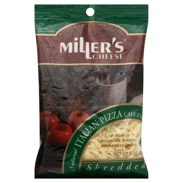 slide 1 of 1, Miller's Pizza Italian Blend Shredded Cheese, 8 oz