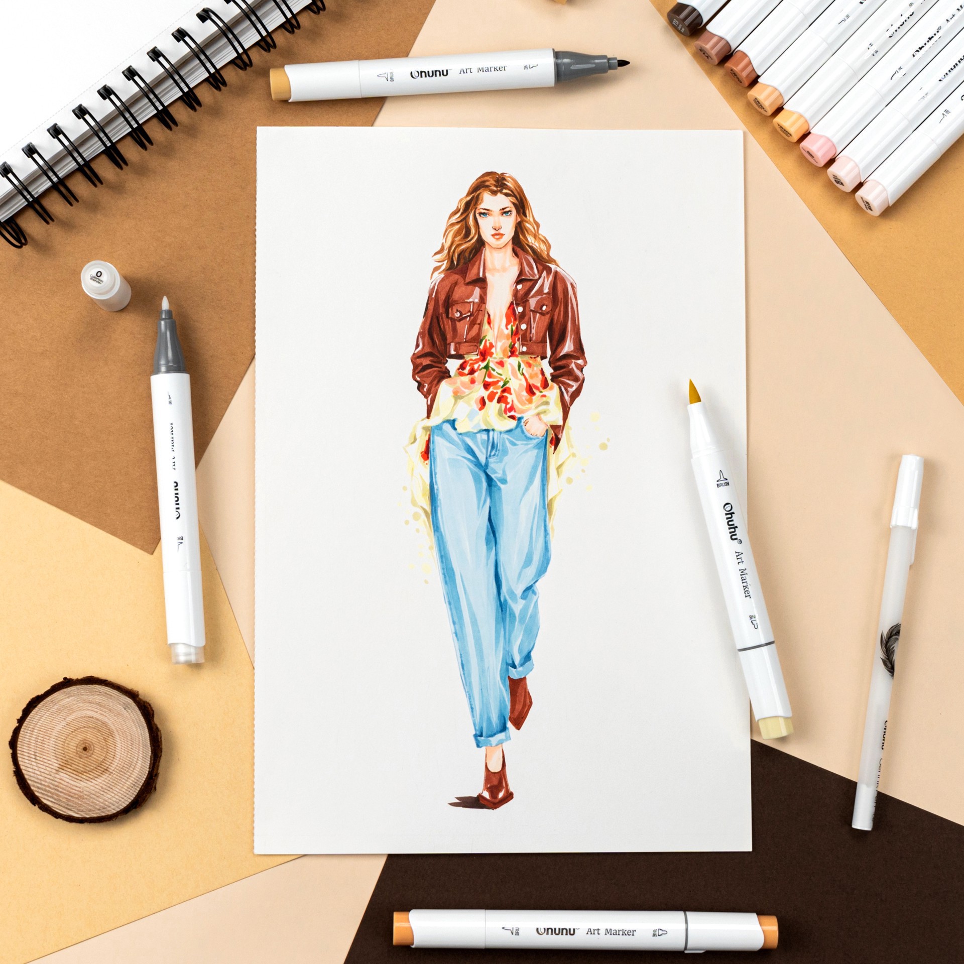 slide 4 of 5, Ohuhu Honolulu Dual Tip Skin Tone Alcohol Markers, 6ct., 6 ct