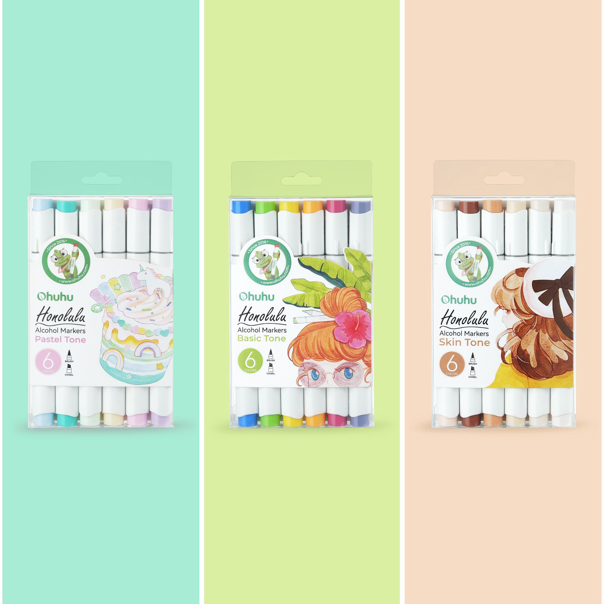 slide 3 of 5, Ohuhu Honolulu Dual Tip Skin Tone Alcohol Markers, 6ct., 6 ct