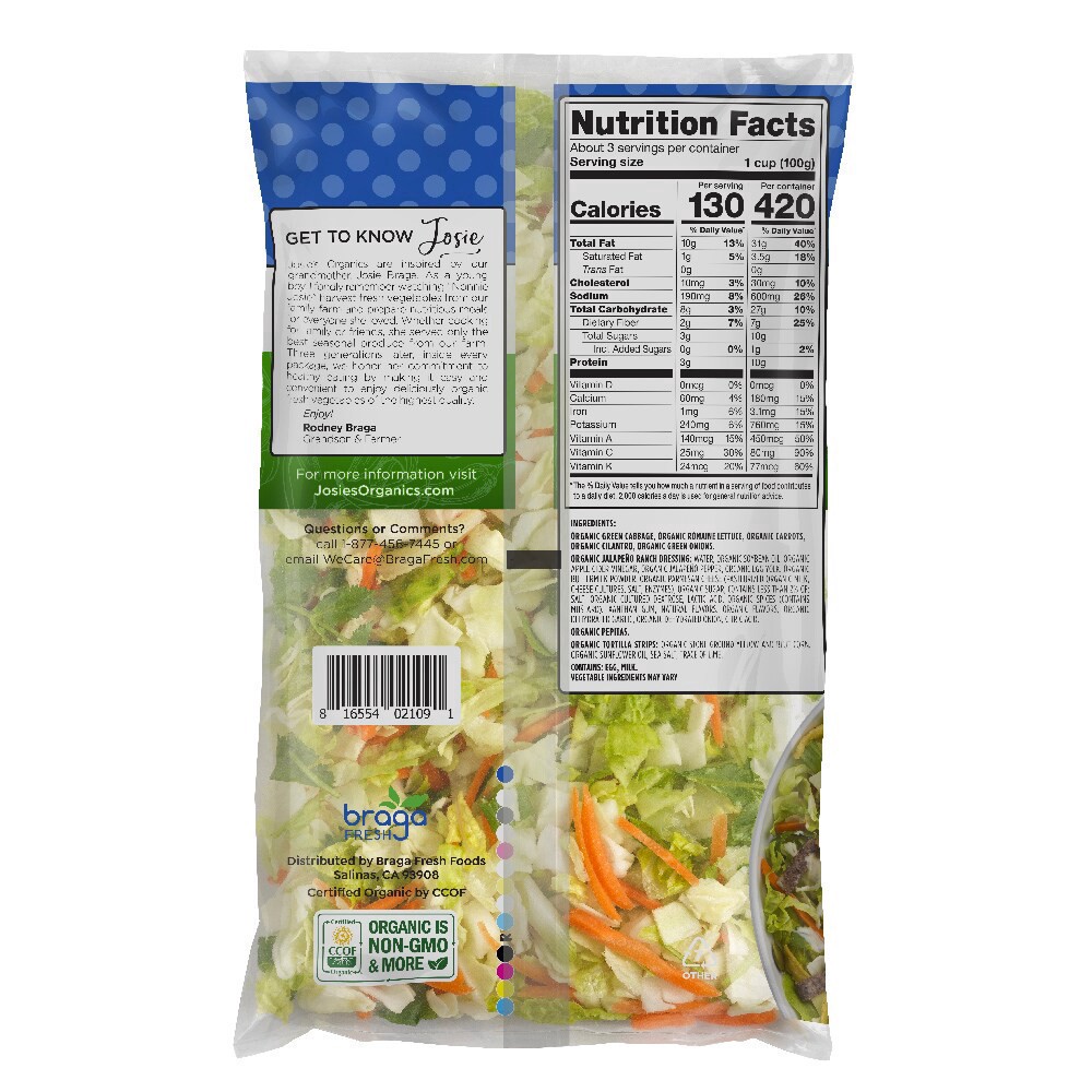 slide 2 of 3, Josies Organics Jalapeno Ranch Og Salad Kit, 1 ct