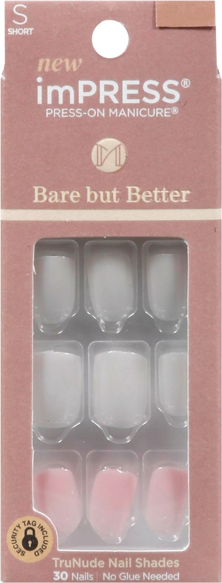 slide 1 of 5, imPRESS Press-On Manicure Bare But Better Effortless Finish Short Nails 30 ea,