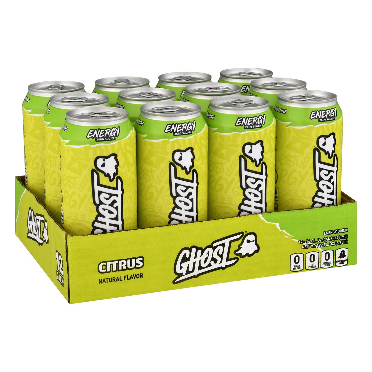 slide 8 of 12, Ghost Zero Sugar 12 Pack Citrus Energy Drink 12 ea - 12 ct, 12 ct