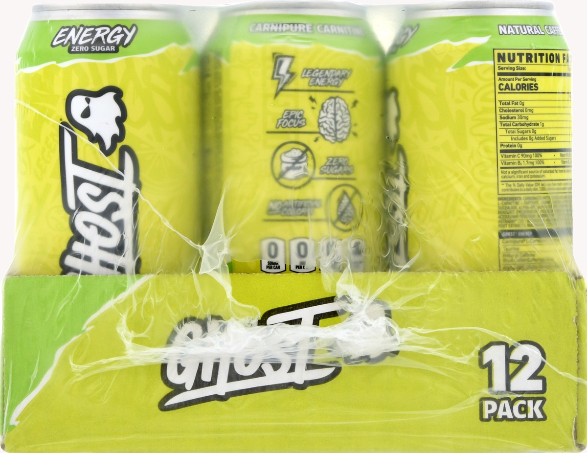 slide 2 of 12, Ghost Zero Sugar 12 Pack Citrus Energy Drink 12 ea - 12 ct, 12 ct