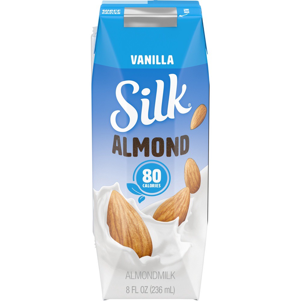 slide 6 of 9, Silk Shelf-Stable Almond Milk Singles, Vanilla, Dairy-Free, Vegan, Non-GMO Project Verified, 8 oz., 8 fl oz