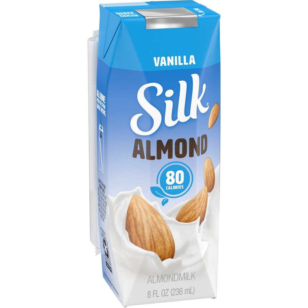 slide 5 of 9, Silk Shelf-Stable Almond Milk Singles, Vanilla, Dairy-Free, Vegan, Non-GMO Project Verified, 8 oz., 8 fl oz