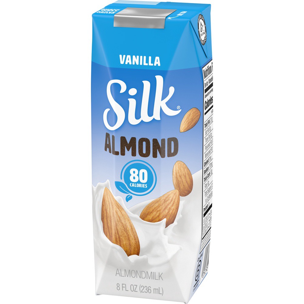 slide 7 of 9, Silk Shelf-Stable Almond Milk Singles, Vanilla, Dairy-Free, Vegan, Non-GMO Project Verified, 8 oz., 8 fl oz