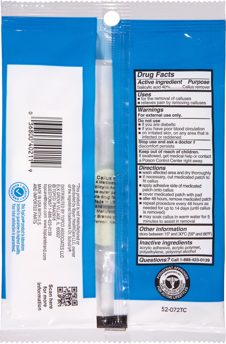 slide 6 of 14, TopCare Health Extra Thick Medicated Callus Removers 4 ea, 4 ct