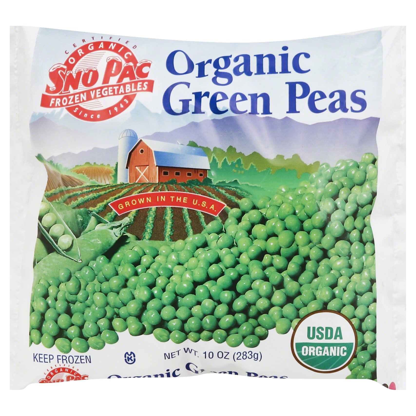 slide 1 of 1, Sno Pac Organic Green Peas, 10 oz