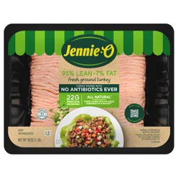 JENNIE-O Ground Turkey 93% Lean / 7% Fat - Raised with No Antibiotics 1 lb tray
