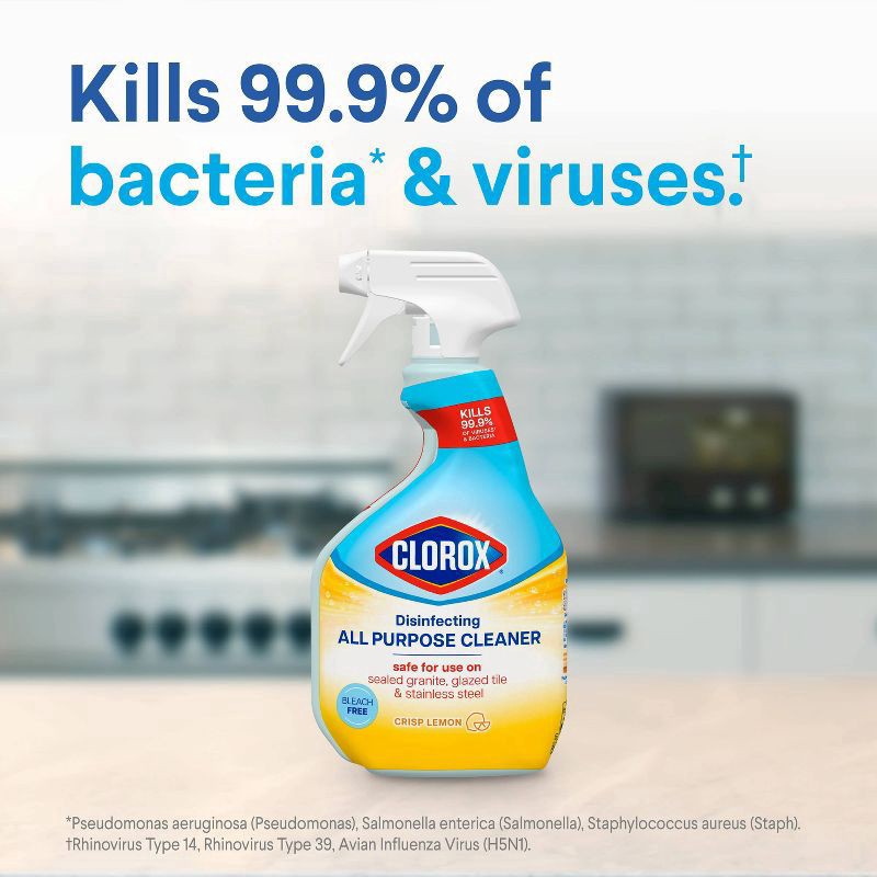 slide 4 of 14, Clorox Disinfecting All Purpose Cleaner, Bleach Free, Crisp Lemon, Refill, 64 Fluid Ounces, 64 fl oz