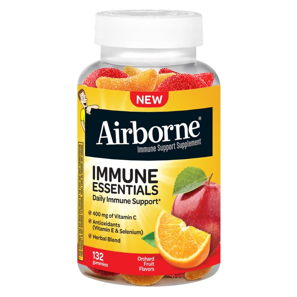 slide 1 of 2, Airborne Immune Suport Essential Gummies - Orchard Fruit, 132 ct