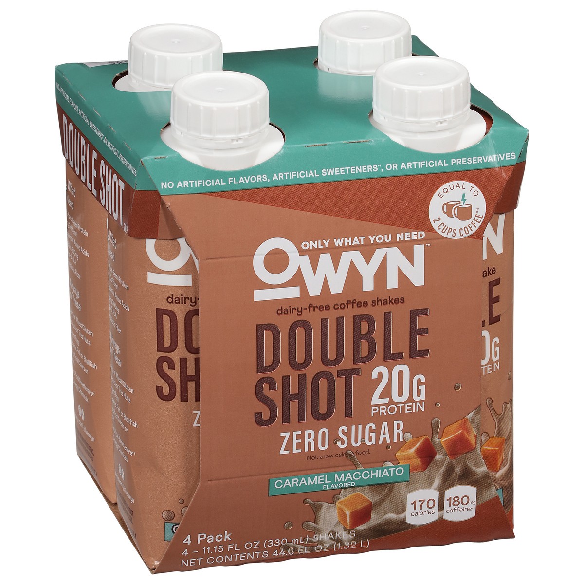 slide 8 of 13, OWYN Zero Sugar Dairy-Free Double Shot Caramel Macchiato Flavored Coffee Shakes 4 - 11.15 fl oz Bottles, 4 ct