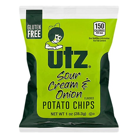 slide 1 of 1, Utz Potato Chips Sour Cream & Onion - 1 oz, 1 oz