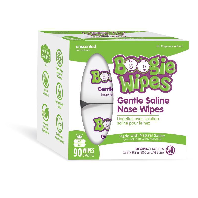 slide 1 of 42, Boogie Unscented Gentle Saline Nose Wipes 90 ea, 90 ct