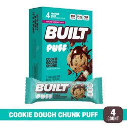 Built Bar Cookie Dough Chunk Puff Protein Bars - 15g Protein - 4ct
