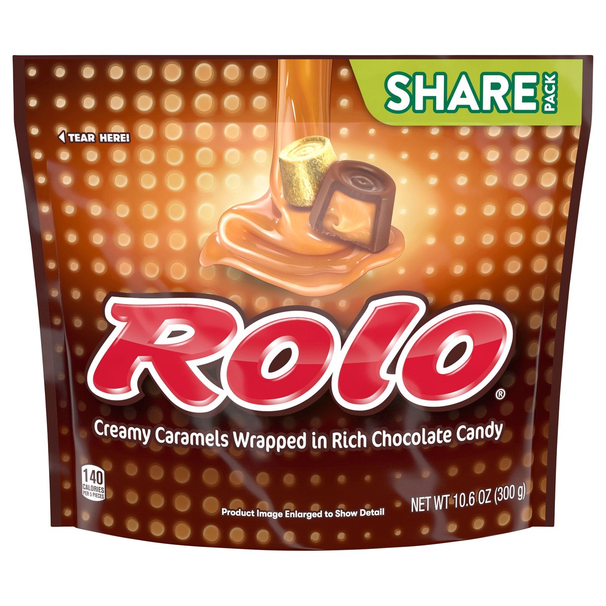 slide 1 of 5, Rolo Chewy Caramels In Milk Chocolate Candy Share Pack, 10.6 oz