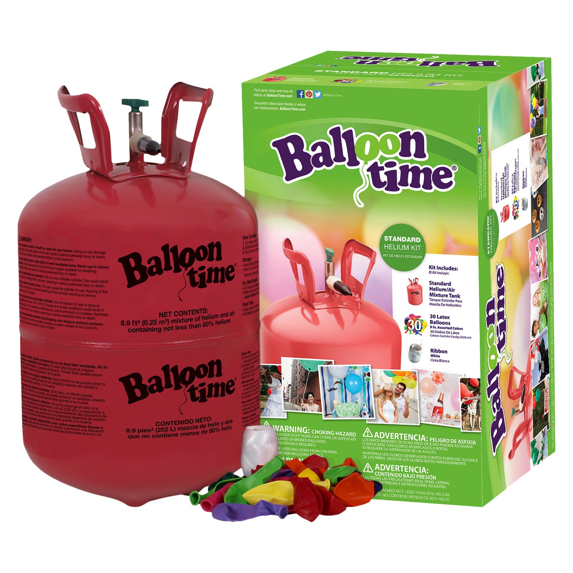 slide 1 of 1, Balloon Time 8.9 cu ft Helium Balloon Kit, 1 ct