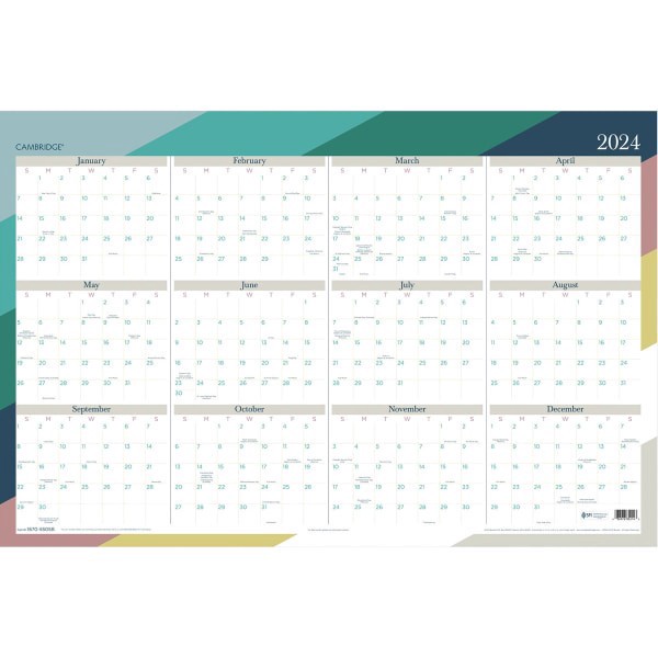 slide 2 of 3, Cambridge Maeve Erasable Reversible Academic/Regular Year Wall Calendar, 24" X 36", January To December 2024/July 2023 To June 2024, 1665-550Sb, 1 ct
